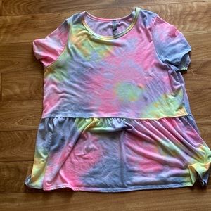Honeyme Curvy Tye Dye Peplum Top